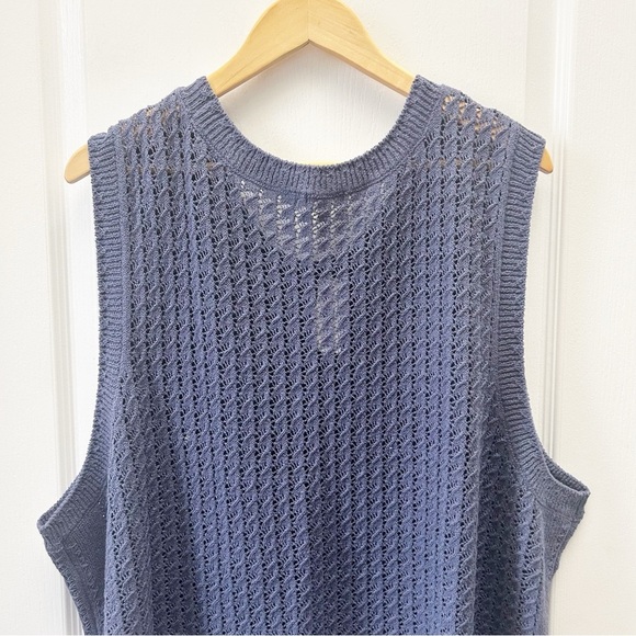 Penningtons Sleeveless Crochet Cotton Sweater Tank with Ribbed Bands Blue 4X NWT - Picture 10 of 16